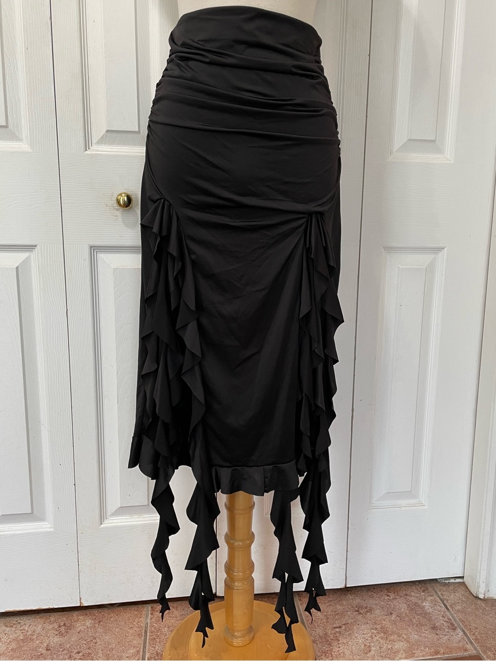 Lucky Brand Black Ruffled Mermaid Midi Skirt